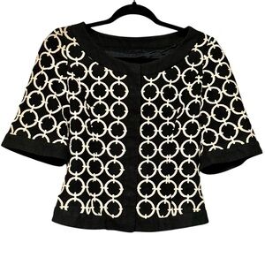 Escada Black and Cream Circle Pattern Jacket